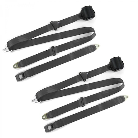 Geared2Golf 3 Point Standard Retractable Bucket Seat Belt Kit with 2 Belts for 1973-1987 Chevy Truck, Charcoal GE2255556