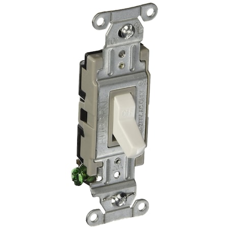 Hubbell Wiring 20A 120/277V AC Commercial Toggle Switch, Single Pole, Back/Side Wired, White CSB120W