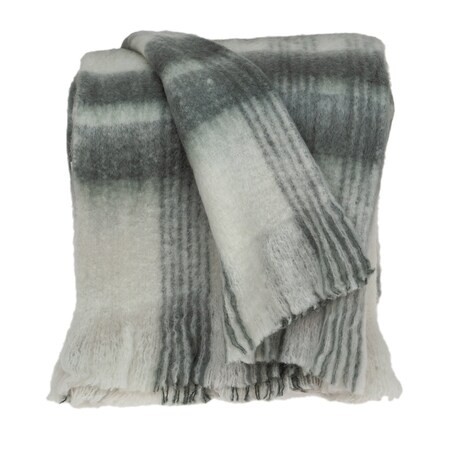 Homeroots Transitional Gray and White Woven Handloom Throw 476202