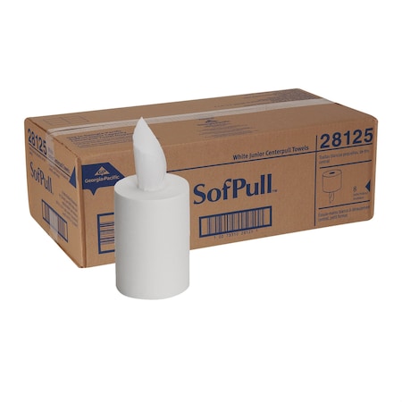 Georgia-Pacific Sofpull Center Pull Paper Towels, 1 Ply, 275 Sheets, 160 ft, White, 8 PK 28125
