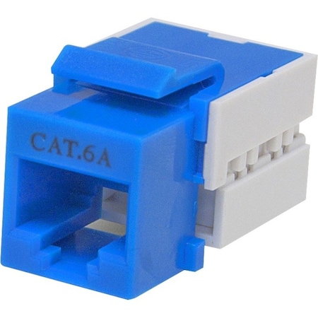 Cable Wholesale Slimline Cat6a Keystone Jack, Blue, RJ45 Female to 110 Punch Down 33X6-120BL