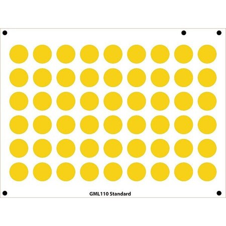 Accuform Gauge Marking Labels, 1" dia., Yellow, PK54 GML110YL
