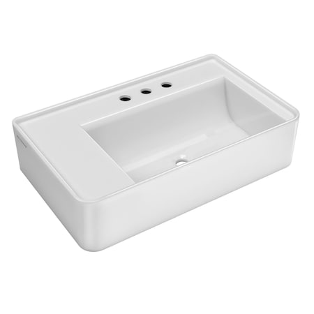 Whitehaus Collection 30 in Rectangular Wall Mount Basin with Widespread Faucet Drilling and Rear Center Drain Location B-RA75-3H