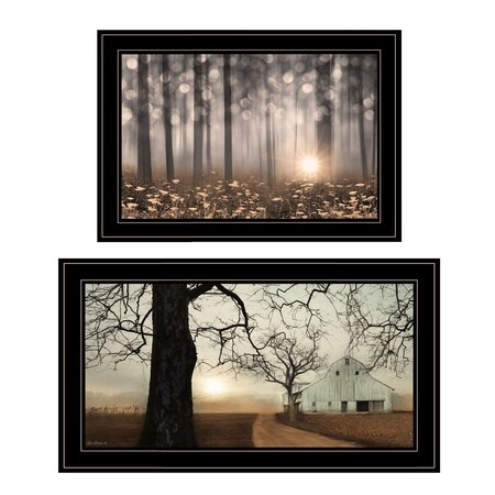 Homeroots Set Of Two Enchanted Sunrise 2 Black Framed Print Wall Art, 2PK 406081