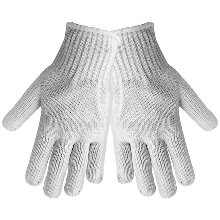 Global Glove 650 Gram Medium Weight Poly/Cotton, Bleached White Gloves, Men's, 12PK S65BW