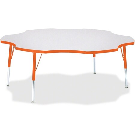 Jonti-Craft Berries Six Leaf Activity Table, 60 in., E-height, Freckled Gray/Orange/Gray 6458JCE114
