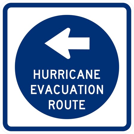 Lyle Hurricane Evacuation Route (Left Arrow), 12x12, Diamond Grade, White G-2212-DG_12x12