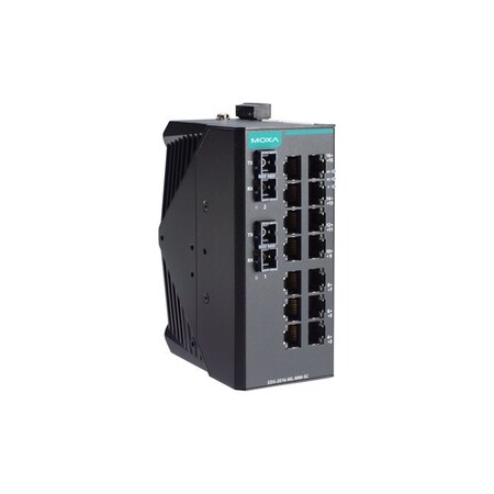 Moxa Unmanaged Ethernet switch with 14 10/100BaseTX ports, 2 100BaseFX multi-m EDS-2016-ML-MM-SC