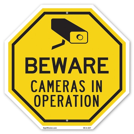 Signmission Beware Cameras in Operation, 10 Inch X 10 Inch, Aluminum Metal Signs OC-A-10-327