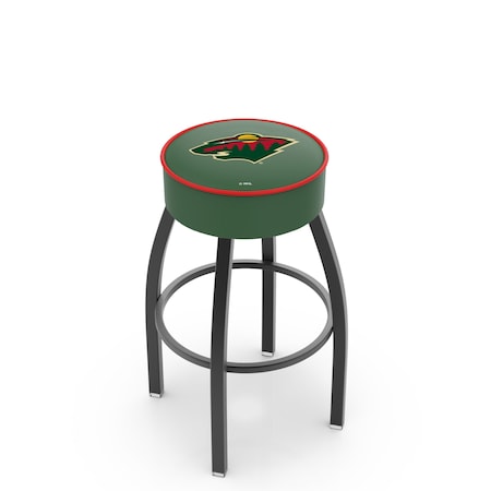 Holland Bar Stool Co 25" 4" Minnesota Wild Cushion Seat, Blk Wrinkle Base Swivel Bar Stool L8B125MinWld