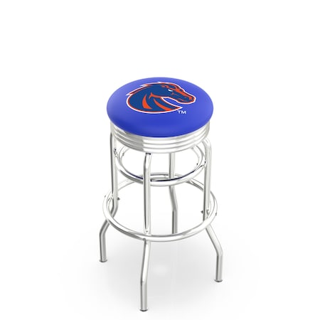 Holland Bar Stool Co 30" Chrome 2-Ring Boise State Swivel Bar Stool, Accent Ring L7C3C30BoiseS