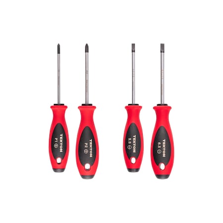 Tekton Phillips and Slotted Screwdriver Set, 4 IN Shanks, 4-Piece, #1-#2, 5.5-6.5 mm DWZ90005