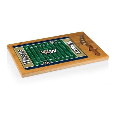 Picnic Time Family Of Brands NCAA Wingate University Bulldogs Icon Glass Top Cutting Board & Knife Set 910-00-505-186-1