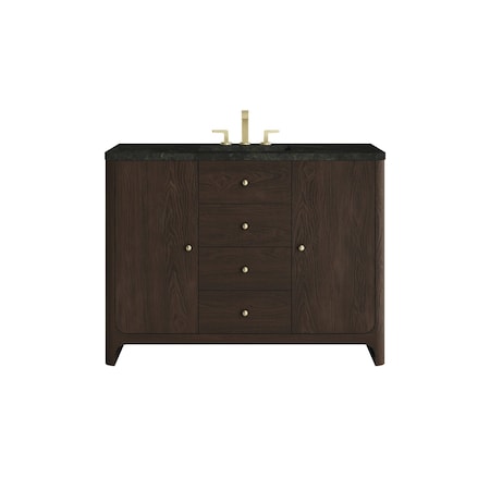 James Martin Vanities Gracyn 48" Single Vanity, Sable, w/ 3 CM Phantome Eclos Widespread Top D125-V48-SBL-WPHT