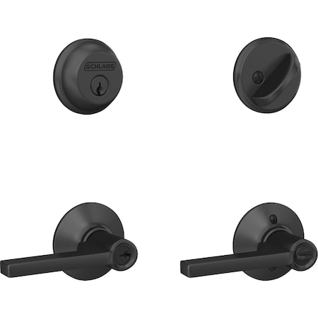 Schlage Matte Black Single Cylinder Deadbolt & Keyed Entry Latitude Lever Combo FB50NGLAT622