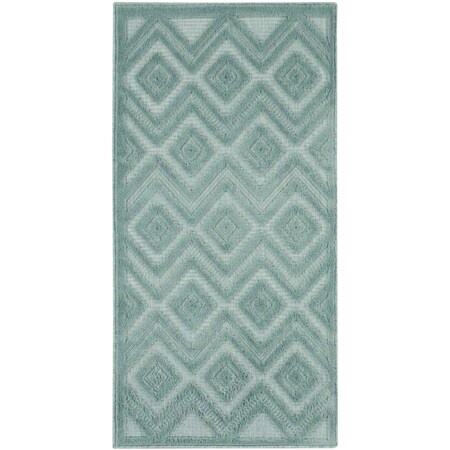 Homeroots 2' X 4' Aqua And Teal Blue Geometric Indoor Outdoor Area Rug 573840