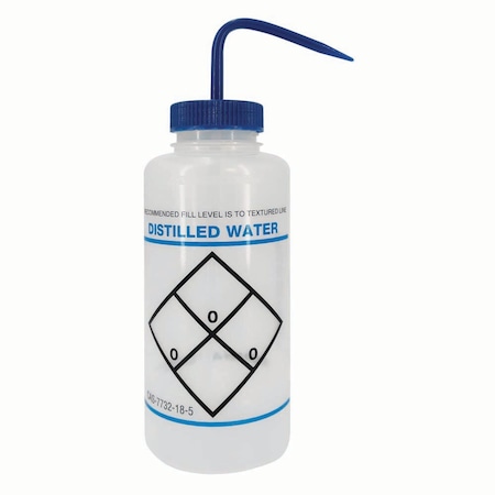 Jorgensen Laboratories Safety Labeled Wash Bottles, "Distilled Water", Labeled Wash Bottle, 1000mL (32 oz) J0817K