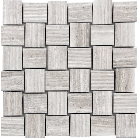 Apollo Tile Wooden Gray 11x11 Marble Polished, Etched Floor and Wall Mosaic Tile 4.13 sqft/case, 5PK APLBL8806WGA