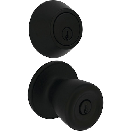 Steel Pro Matte Black Tulip Deadbolt & Door Knob Entry Combo, 2PK BRX9B91BD
