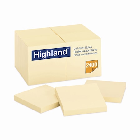 3M Self-Stick Notes, 3in x 3in, Yellow, 100 Sheets/Pad, 24PK 654924PK