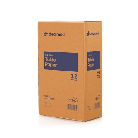 Dealmed Table Paper, Crepe 21 X 125' White, 12PK 782421