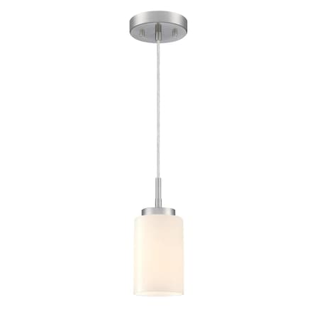 Westinghouse Shamus 1-Light Indoor Mini Pendant, Brushed Nickel, White Opal Glass 6135300