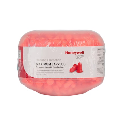 Honeywell Howard Leight Max(R) Disposable Foam, Ear Plug Dispenser Refill, Bell Shape, 33 dB, Orange HL400-MXM-REFILL