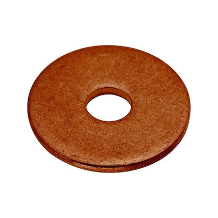 Zoro Select Flat Washer, For Screw Size #2 , Copper Plain Finish, 5 PK WASB#2WCU