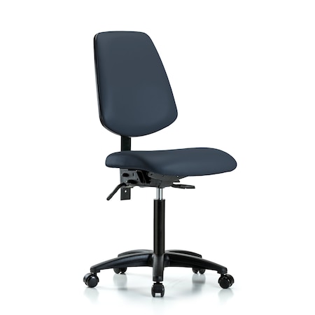 Blue Ridge Ergonomics Vinyl, Polyurethane Foam, Imperial Blue, 22" to 29" Seat Height, No Arms Arms, Rolling BR-VMBCH-MB-RG-T0-A0-NF-RC-8582