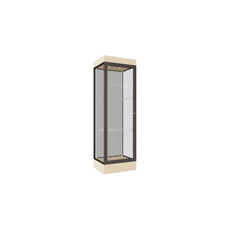 Ghent Lighted Floor Display Case 24x76x20, 6" Base, Bronze 91LFHB-BZ-BGW