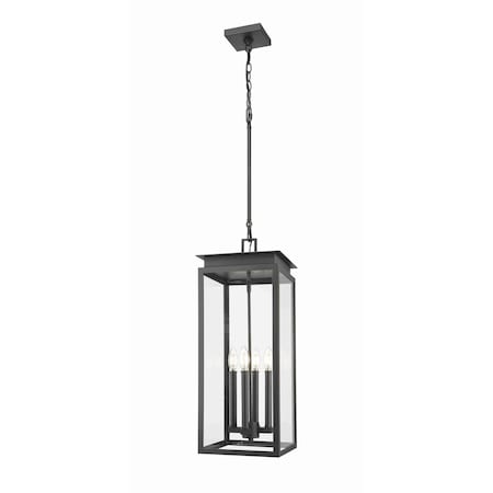 Z-Lite Nova 4 Light Outdoor Chain Mount Ceiling Fixture, Black, 10.5 In W x 27.5 In H 5018CHB-BK