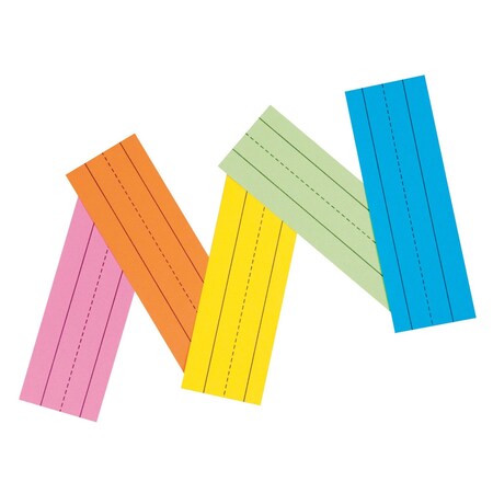 Pacon Super Bright Flash Cards, 5 Assorted Colors, 1-1/2" x 3/4" Ruled 3" x 9", 100 Cards, 100PK P1731