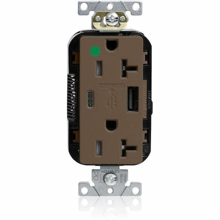 Leviton Straight Blade Receptacle, 5-20R, 20 A, 125V AC, 2 Pole, 3 Wire, Flush Mount, Grounded M58AC-HG