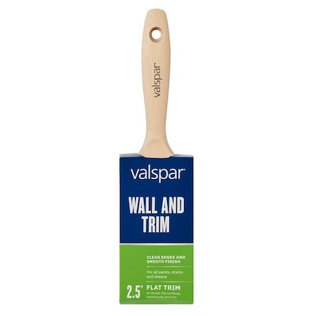 Valspar Wall and Trim Paint Brush, 2-1/2 in W, Flat Brush, Polyester Bristle, Beavertail, Ergonomic Handle 881445250
