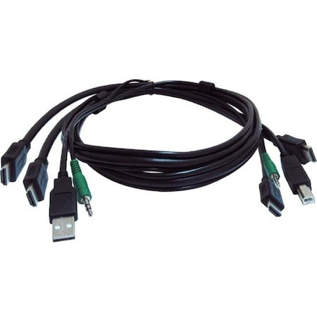 Black Box BLACK BOX SECURE KVM CABLE - EACH END 1 USB, 2 HDMI, 1 3.5MM AUDIO, TAA COMPLIANT, 6 SKVMCBL-2HDMI-06TAA