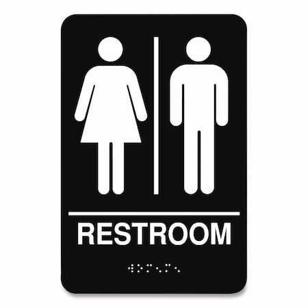 Cosco Indoor Restroom Door Sign, Unixex 5.5 x 8.5, Black/White 098096