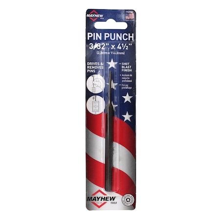 Mayhew Pin Punch, 3/32 in Tip, 7-3/4 in L 42002