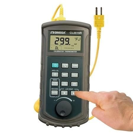Omega Temperature Calibrator & Thermometer, 0.05 % rdg + 0.5 degC (0.9 degF) Accuracy, Supports K, J, E, CL3515R