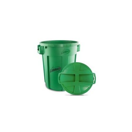 Libman Commercial 32 Gallon Trash Can with Lid Green, 6PK 1465