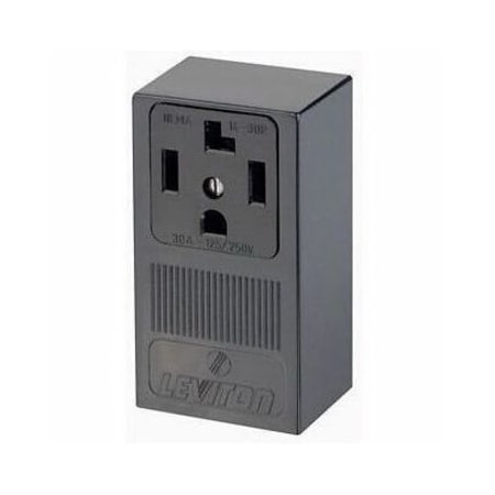 Leviton Straight Blade Receptacle, 14-30R, 30 A, 125/250V AC, 3 Pole, 4 Wire, Surface Mount, Grounded 55054-P00