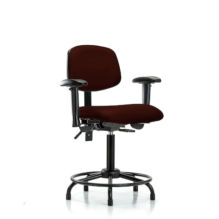 Blue Ridge Ergonomics Medium Bench Chair Vinyl Chair, RT Tilt AA, Gld, Burg, Adjustable Arms, 22" to 29" Height, Vinyl BR-VMBCH-RT-T1-A1-RG-8569