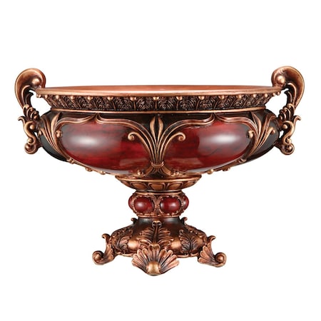 Homeroots 10" Brown And Gold Polyresin Decorative Bowl 468372