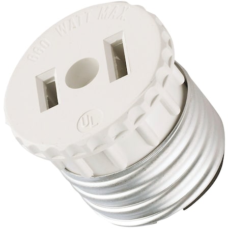 Leviton 600W 120V White Light Socket Adapter 002-00125-000