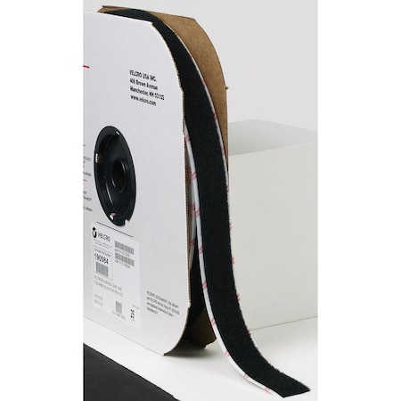 Velcro Brand Reclosable Fastener, Acrylic Adhesive, 75 ft, 1 in W, Black 190984
