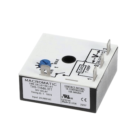 Powered Aire Relay, Time Delay, 24-240VAC, 1A, 1-100 Seconds TDR