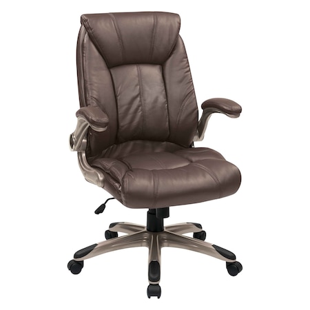 Office Star Products FL Series Faux Leather Mid Back Mgrs Chair, Cocoa FLH24981-U1