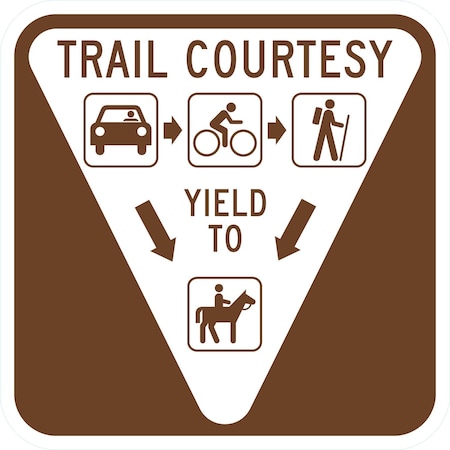 Lyle Trail Courtesy / Yield To (with Graphic), 12x12, Engineer Grade, Brown G-2305-EG_12x12