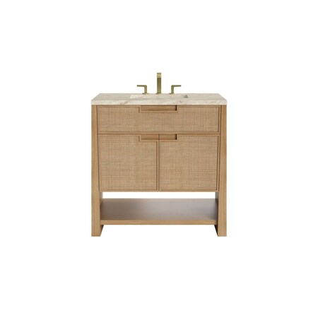 James Martin Vanities Solene 36" Single Vanity, Seaside Oak, w/ 3 CM Tajnar Eclos Top D225-V36-SSO-3TJR