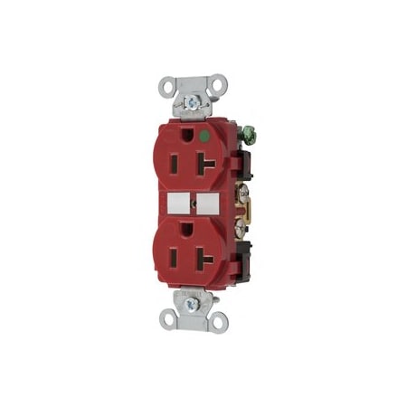 Hubbell Wiring Hubbell-Pro 20A 125V 2-Pole 3-Wire Grounding Duplex Receptacle 5-20R Red 8300RED