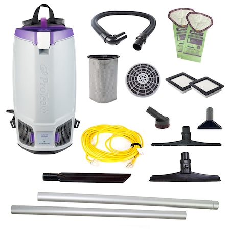 Proteam GoFit 10, 10 qt. Backpack Vacuum w/ 15" Carpet & Hard Surface Sidewinder Tool Kit 107694